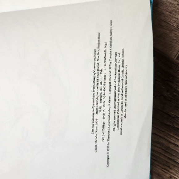 Dr seuss happy birthday to you book copyrighted 1959 renewed 1987 - Picture 6 of 8